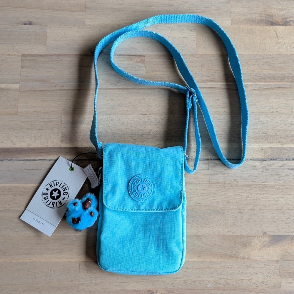 Kipling Tissy Crossbody Phone Bag Blue Splash Tonal NWT‎